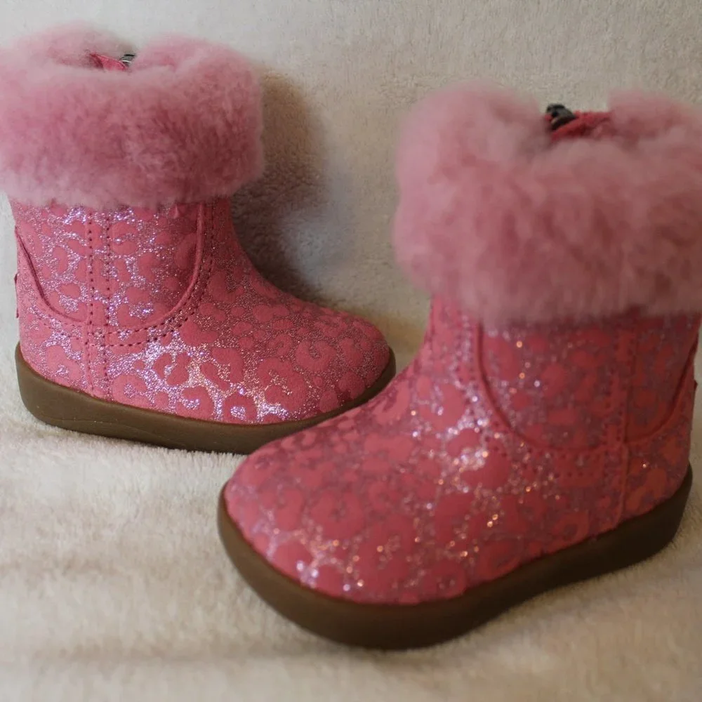 NIB UGG PINK‎ METALLIC TODDLER BOOTIES 2/3 4/5